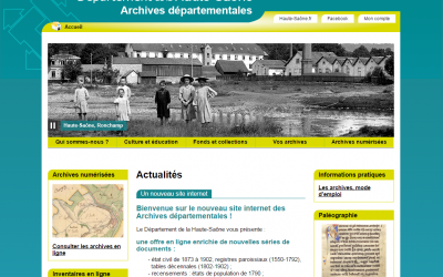 Page d'accueil du portail des Archives de la Haute-Saône