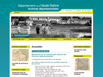 Page d'accueil du portail des Archives de la Haute-Saône