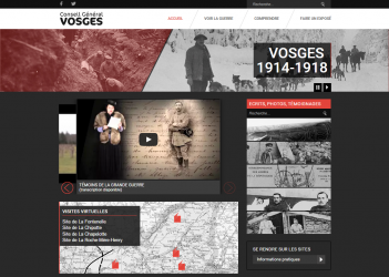 Capture de la page d'accueil du site web Vosges 1914-1918